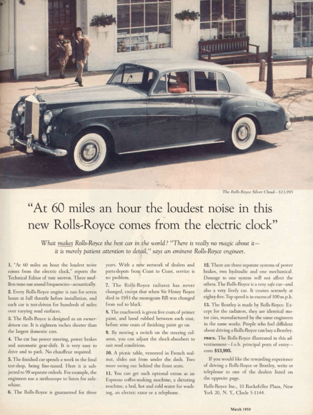 Publicité Rolls Royce d'Ogilvy