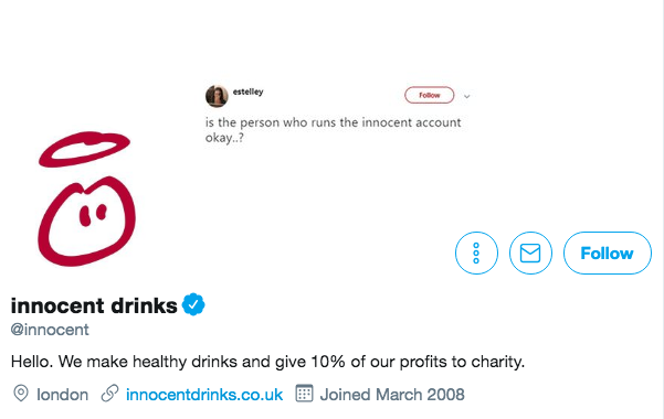 Biographie Twitter pour Innocent Drinks