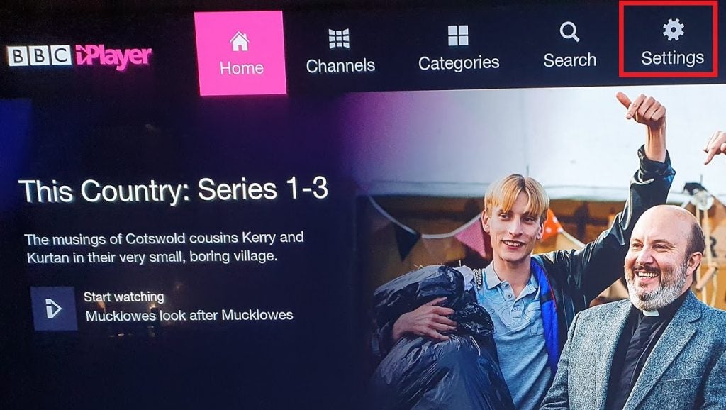 BBC iPlayer, écran d'accueil affichant une émission nommée Ce pays