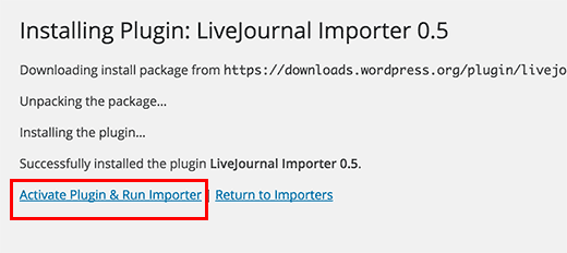 Activer et exécuter l'importateur LiveJournal