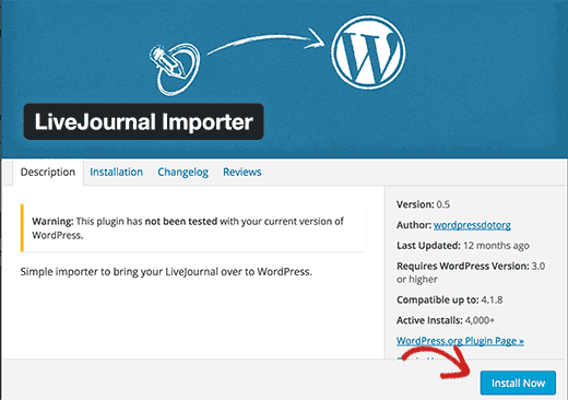 Installer l'importateur LiveJournal