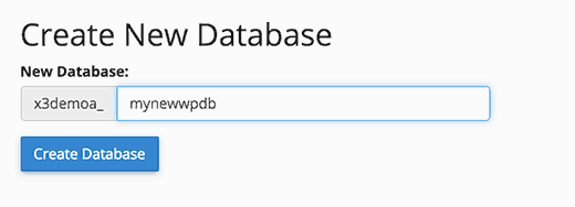 Création d'une nouvelle base de données MySQL