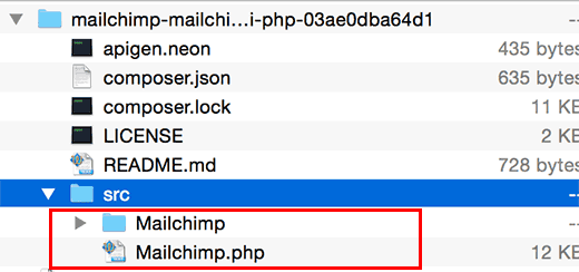 Fichiers API MailChimp