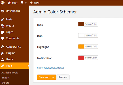 Créer vos propres schémas de couleurs d'administrateur personnalisés