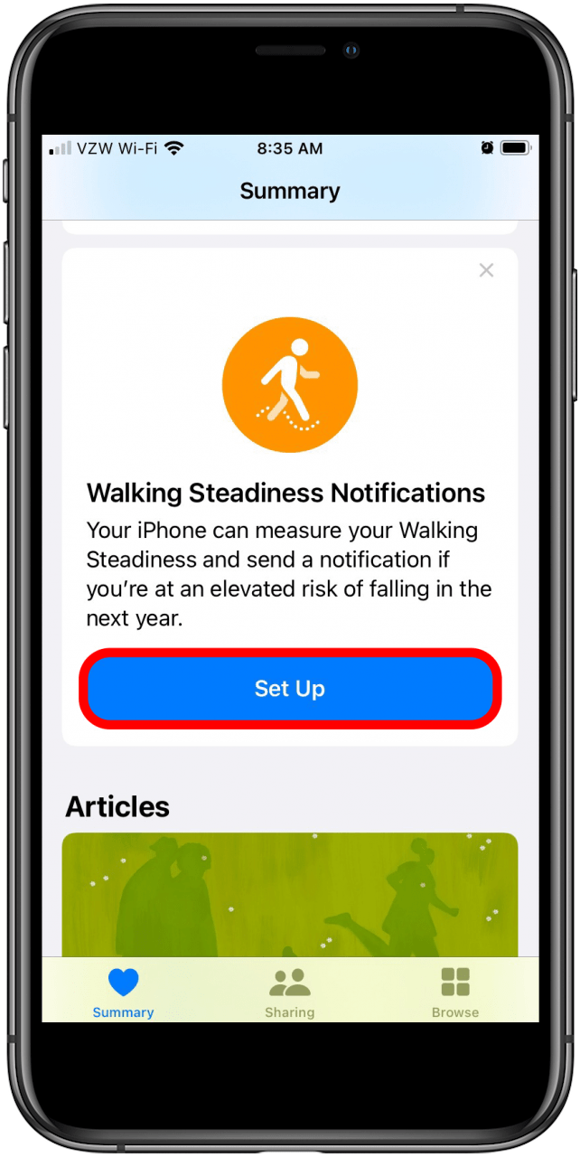 Application de santé pour le score de stabilité de marche de l'iPhone iOS 15