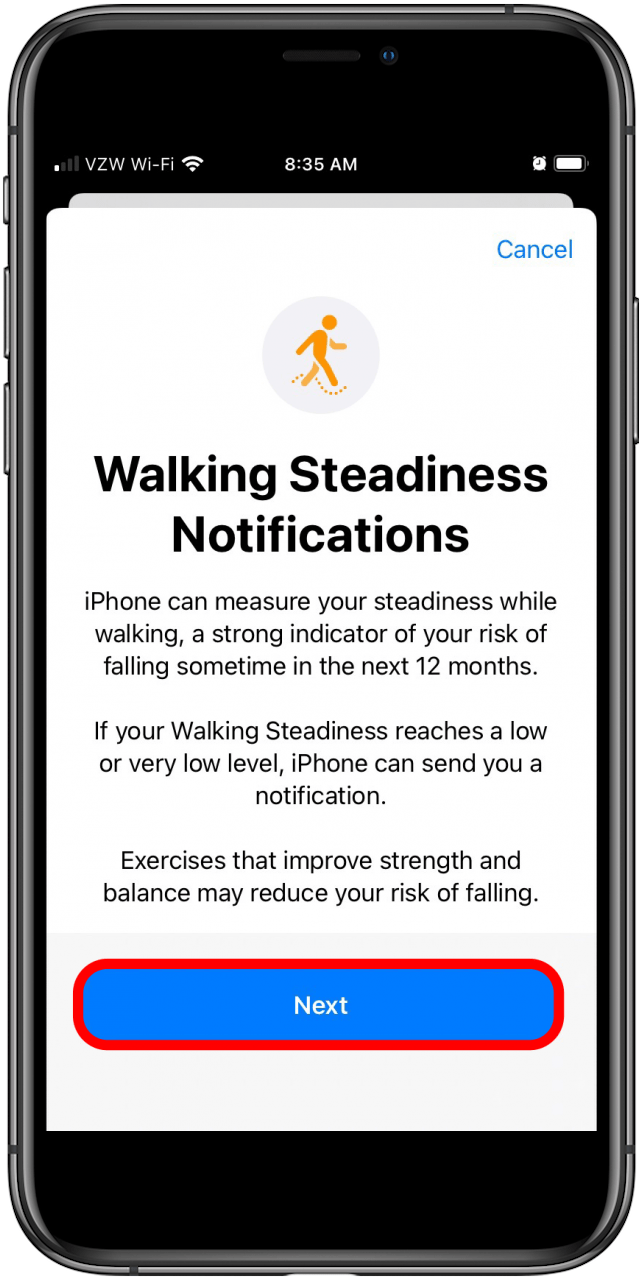 Application de santé pour le score de stabilité de marche de l'iPhone iOS 15