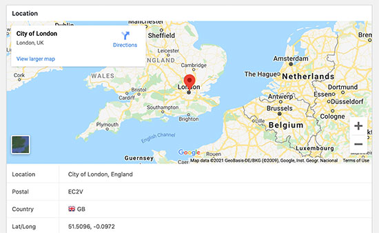 Géolocalisation pointée sur Google map pour votre formulaire de prospect WordPress