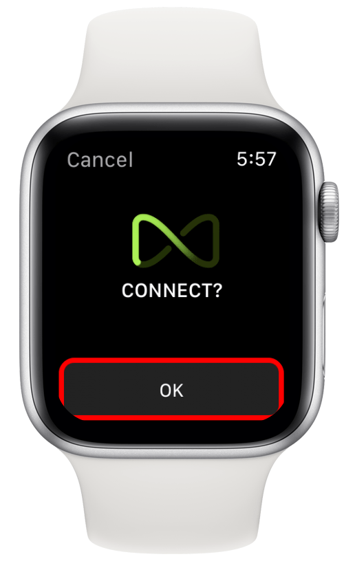 Appuyez sur OK - connectez la montre Apple au peloton