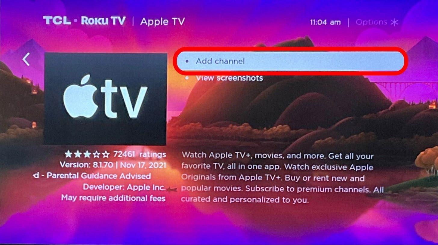 Recherchez « Apple TV ».  connexion apple tv roku