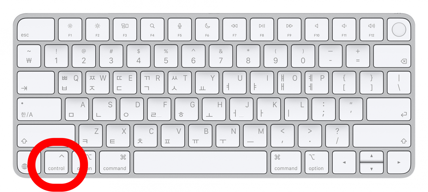 touche de contrôle sur le clavier mac