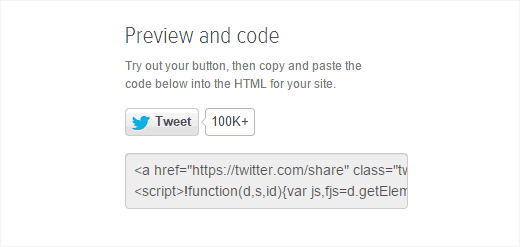 Génération du code pour le bouton Tweet officiel