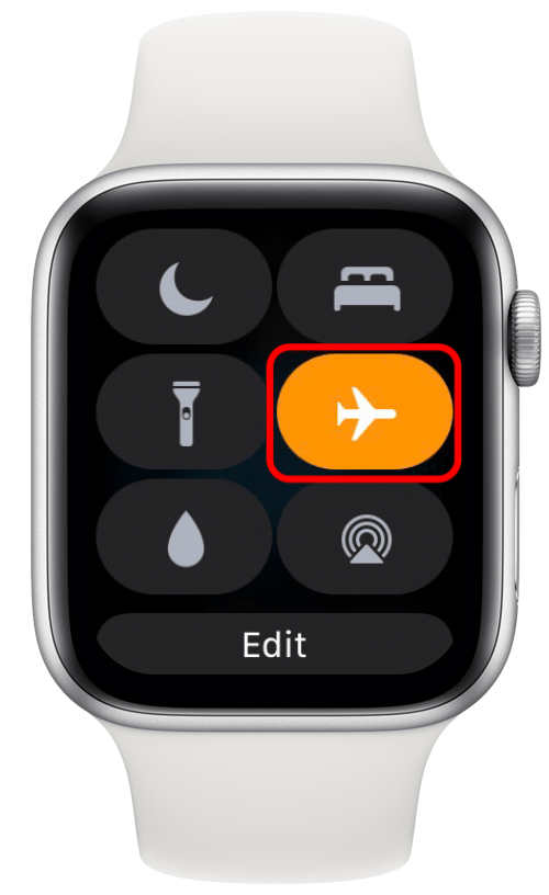 Icône d'avion orange sur Apple Watch