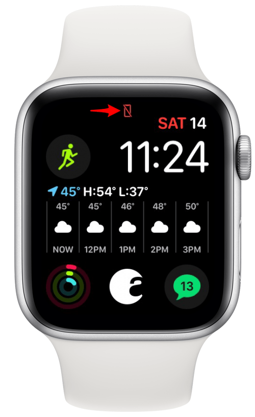Rectangle rouge avec une ligne à travers elle icône sur Apple Watch