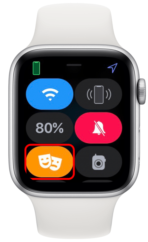 Icône de deux masques orange sur Apple Watch