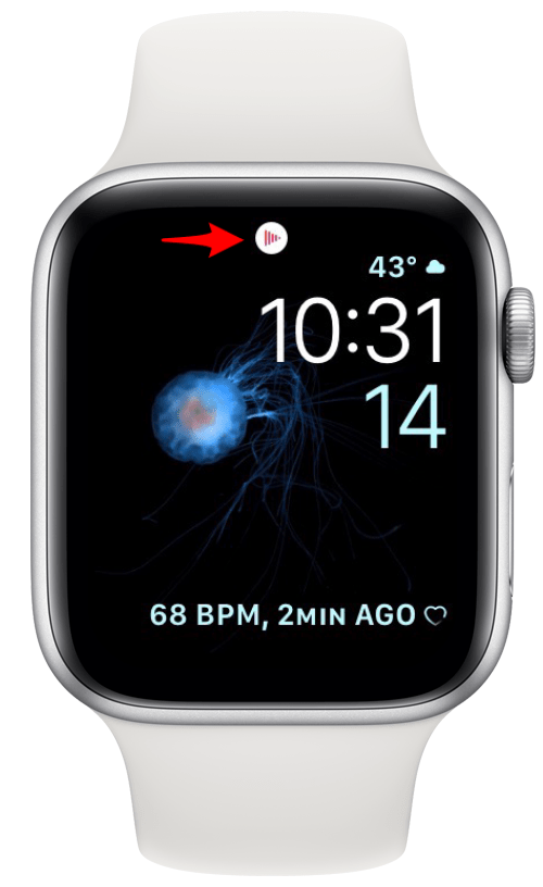 L'icône des lignes rouges joue maintenant le symbole sur la montre Apple