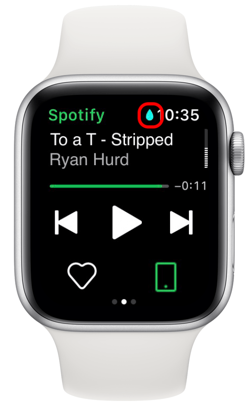 icône de goutte d'eau bleue sur Apple Watch