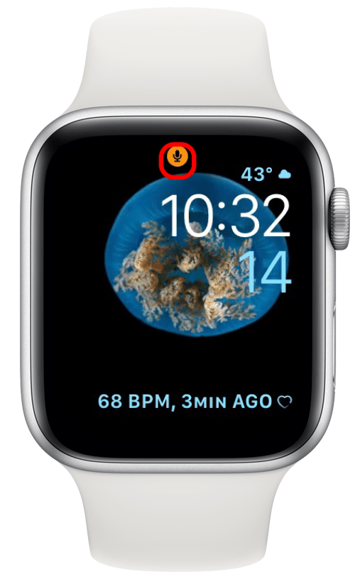 icône de microphone orange sur Apple Watch