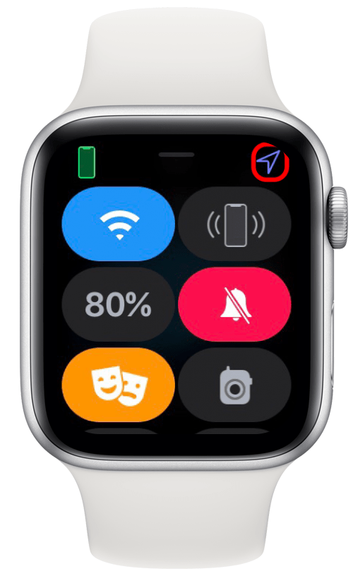 Icône de flèche violette sur Apple Watch