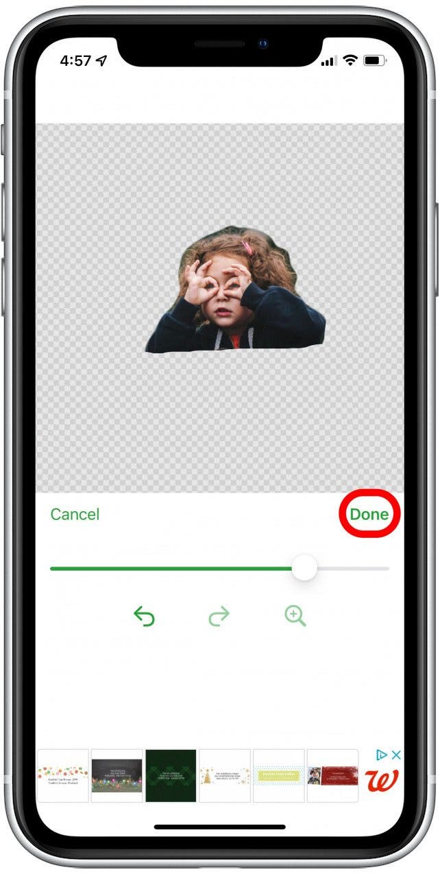 outil gomme pour éditer des emoji personnalisés