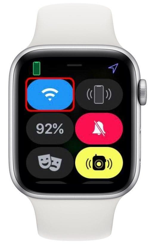 Le symbole Wi-Fi bleu signifie que l'Apple Watch est connectée au Wi-Fi