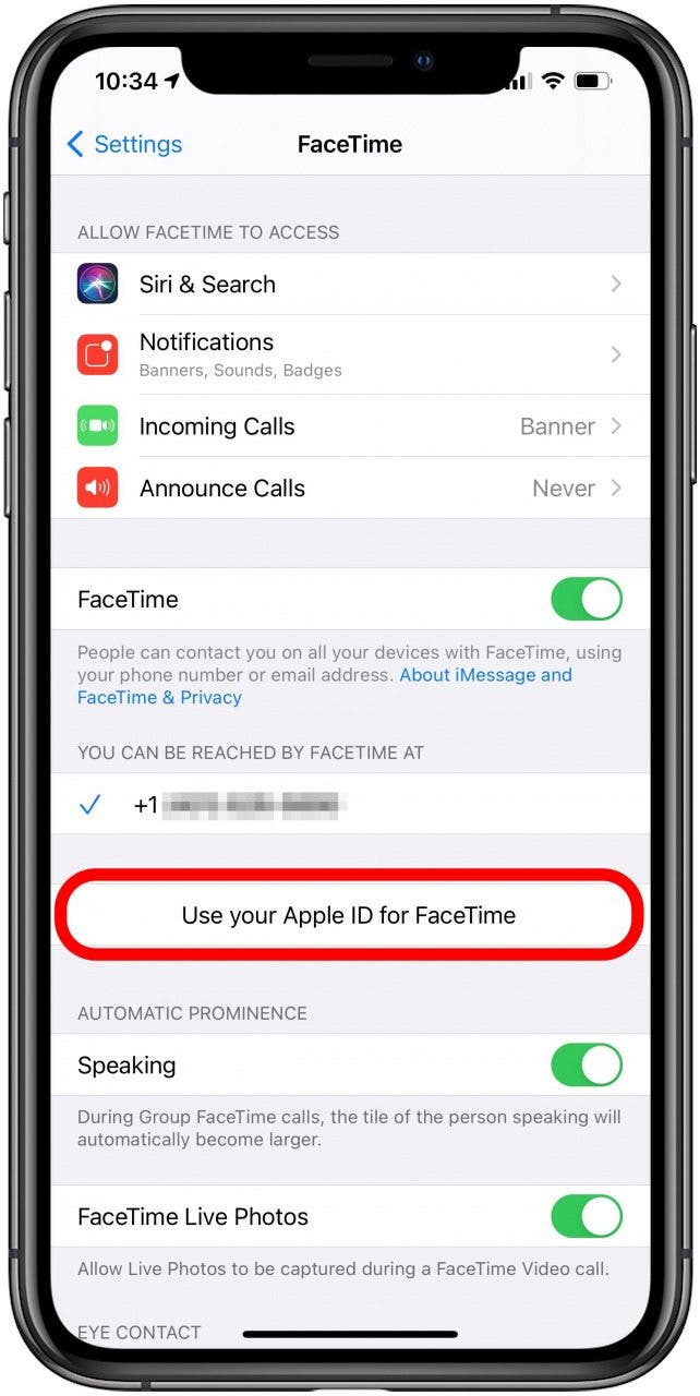 Appuyez sur Utiliser votre identifiant Apple pour FaceTime pour vous connecter