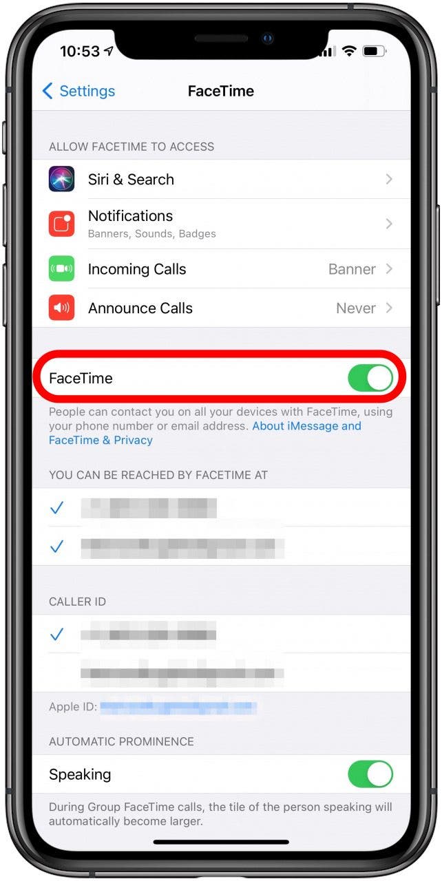 Assurez-vous que FaceTime est activé dans les paramètres de votre iPhone