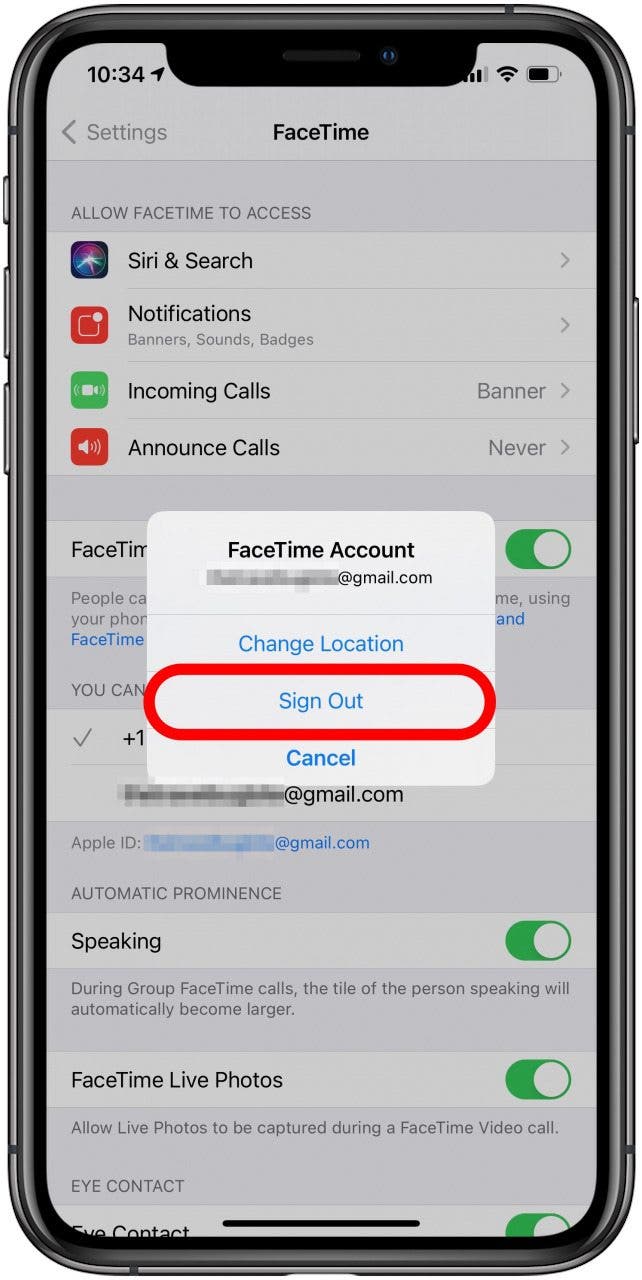 Appuyez pour vous déconnecter de FaceTime sur votre iPhone