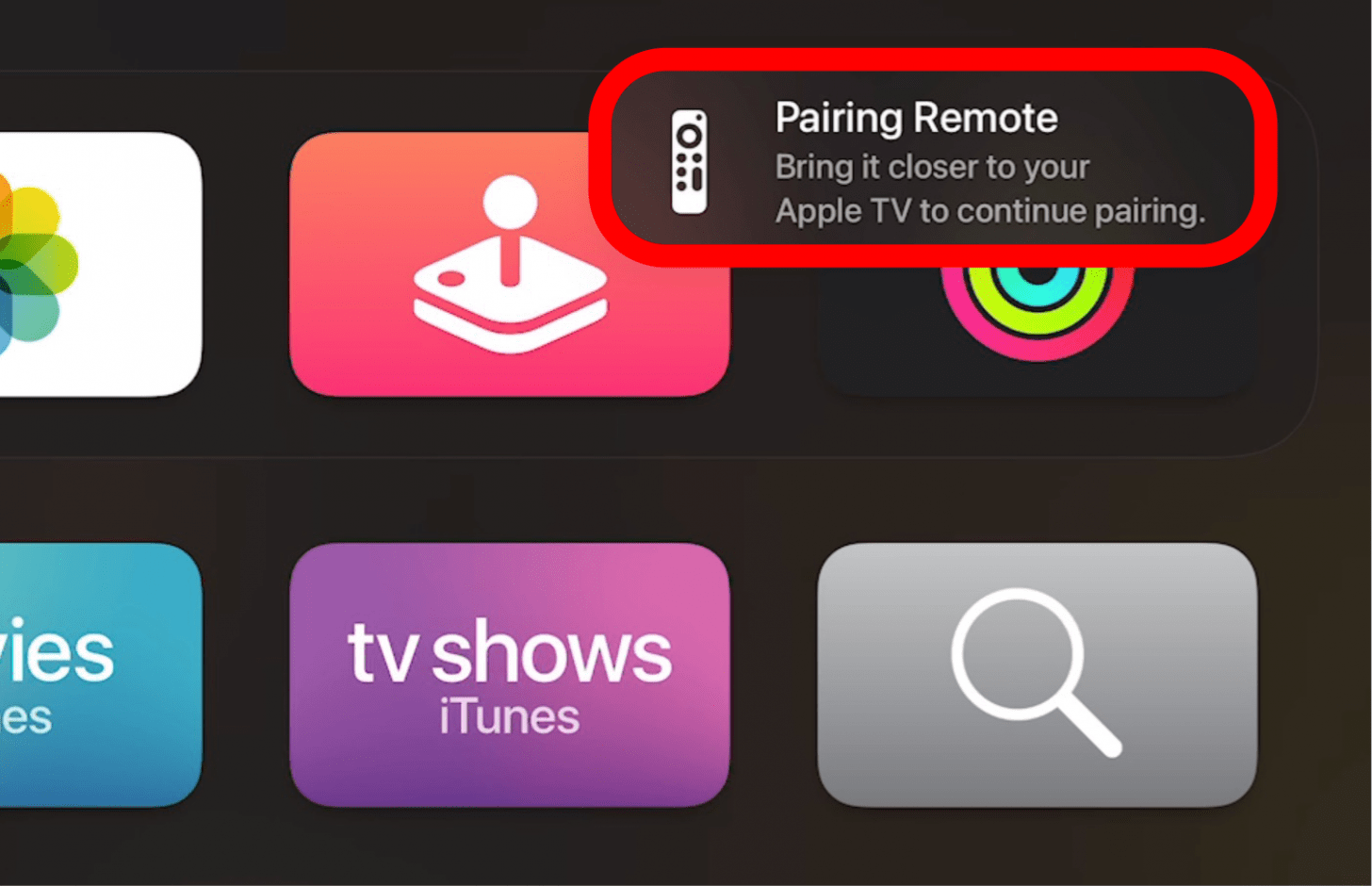 Placez votre aussi près que possible de l'Apple TV et attendez qu'elle disparaisse.
