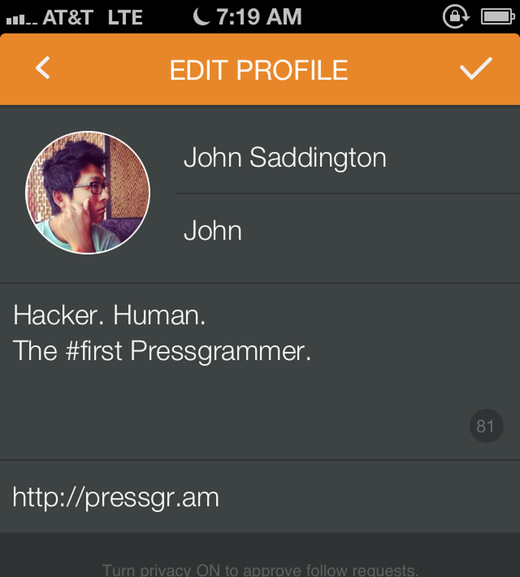 Modification de votre profil Pressgram