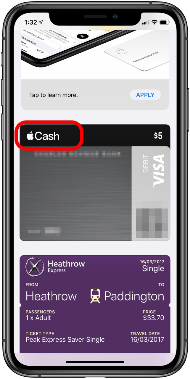 Choisissez votre Apple Card pour transférer Apple Pay