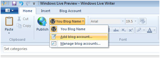Ajouter un nouveau blog WordPress à Windows Live Writer