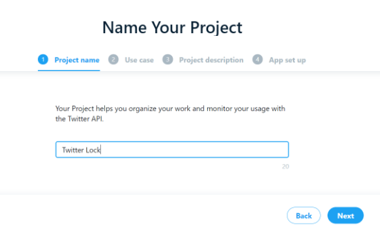 Entrez un nom pour votre projet