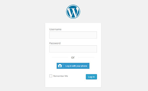 Connectez-vous avec le bouton clé Écran de connexion WordPress