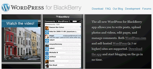 WordPress pour Blackberry