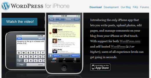 WordPress pour iPhone