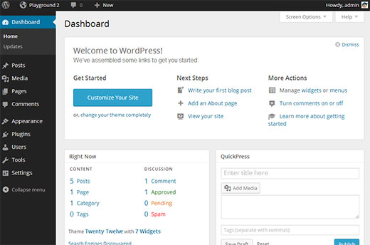 Interface utilisateur d'administration WordPress avec plugin MP6