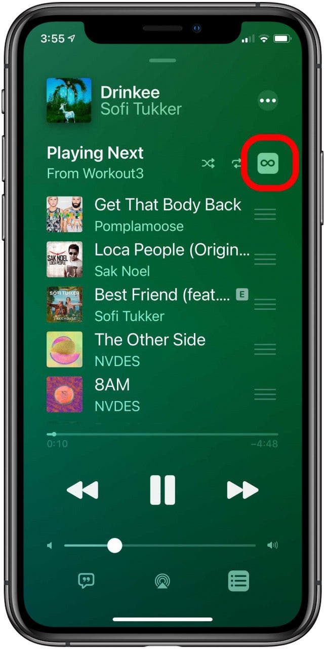 lecture automatique de la musique Apple