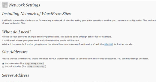 Option multi-sites WordPress