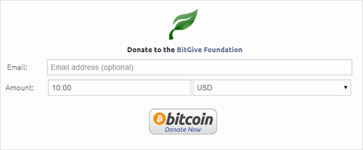 Une démo du bouton de don de Bitcoin