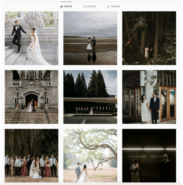 photos de mariage sur le profil Instagram