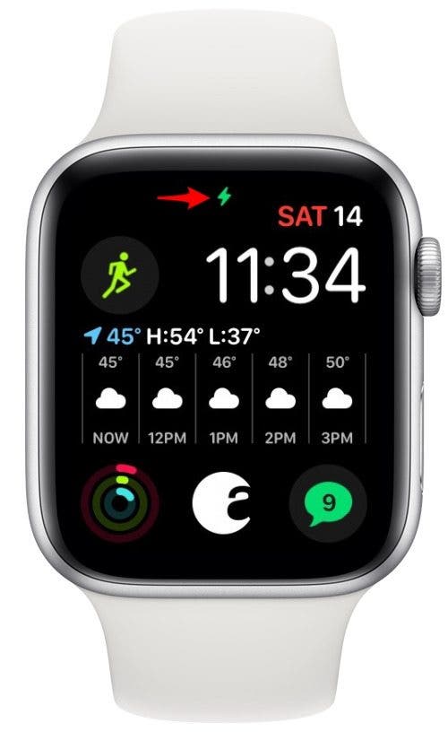 Icône Éclair vert sur Apple Watch