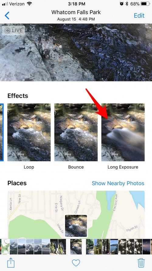Comment utiliser l'effet d'exposition longue photo en direct avec iOS 11 sur iPhone