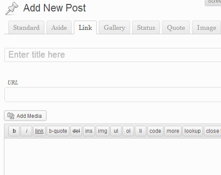 Interface utilisateur pour le lien Post Format