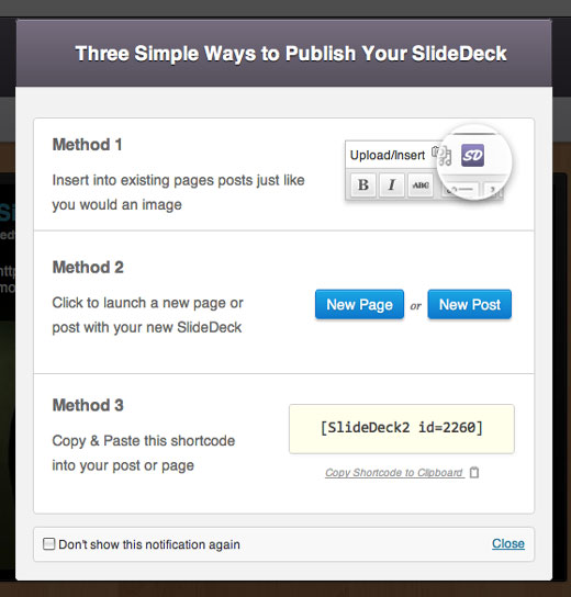 Publier SlideDeck
