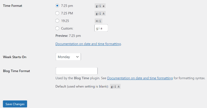 Modifier les paramètres de fuseau horaire pour l'heure du blog
