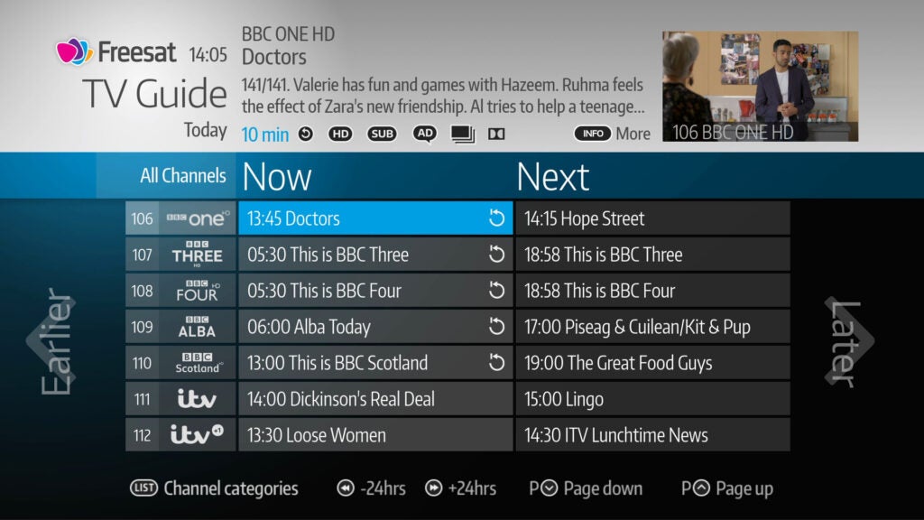 Guide TV Freesat 4K TV Box (non enregistrable)