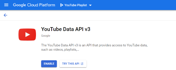 Activer l'API YouTube