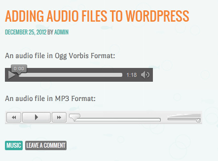 Fichiers audio MP3 et Ogg intégrés dans WordPress