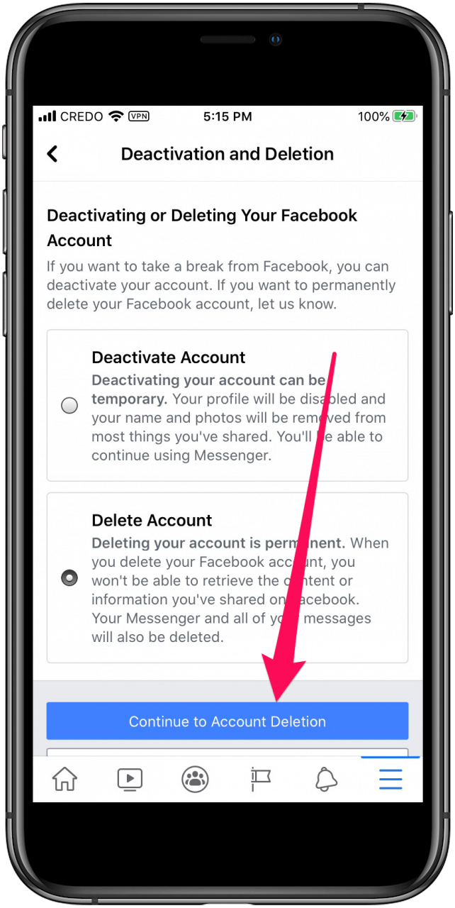 suppression de compte facebook