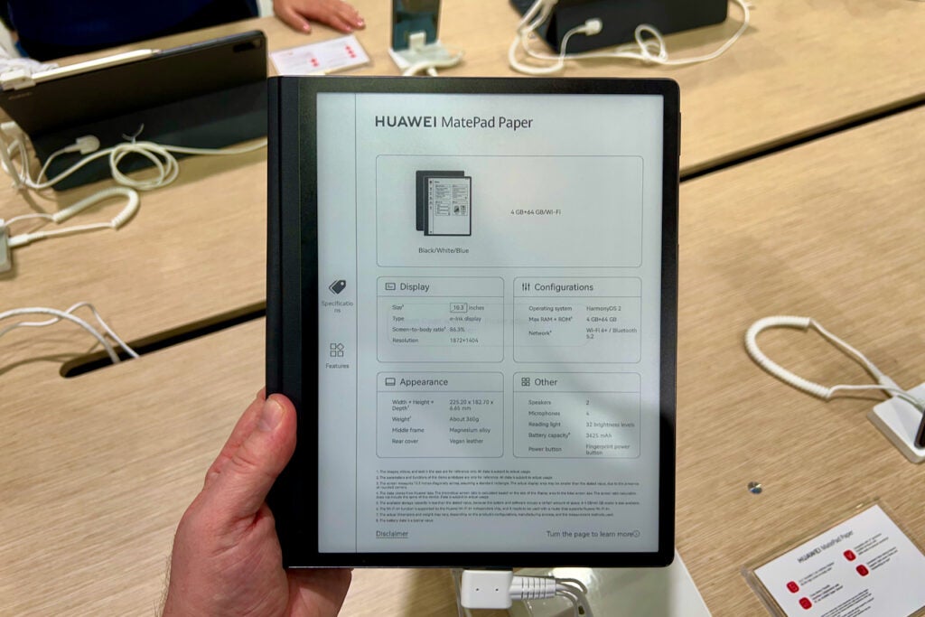 Spécifications et caractéristiques du papier Huawei MatePad 